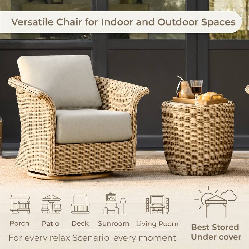 Spruce & Spring Patio Fruniture Outdoor Swivel Chair and Side Table