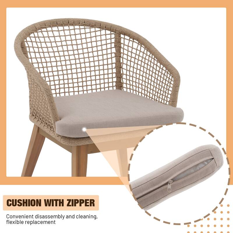 Outdoor Patio 9-Piece Dining Set With Rope-Woven Dining Chairs