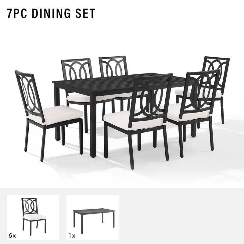 Crosley Chambers 7Pc Outdoor Metal Dining Set - Matte Black