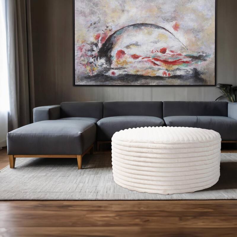 Universal Round Ottoman Shar Pei White