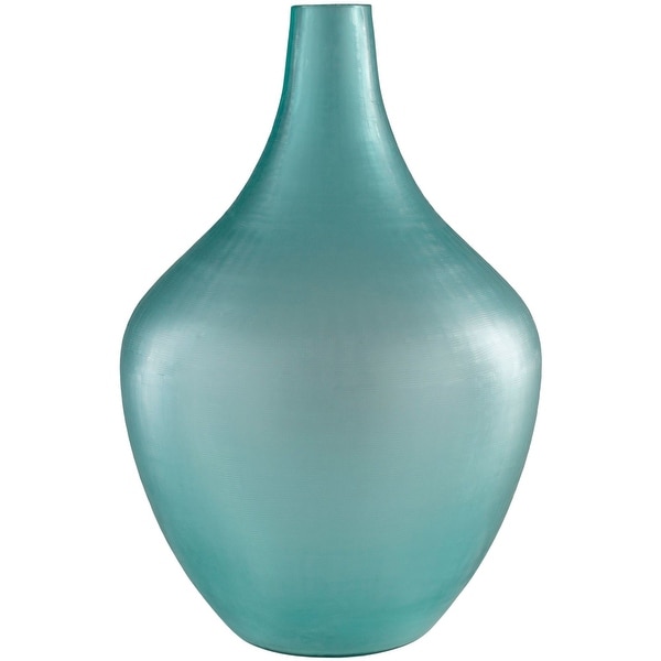 15" Metallic Teal Blue Decorative Table Top Glass Bud Vase - N/A