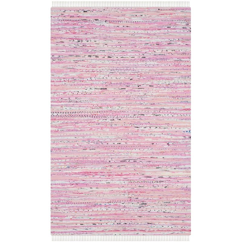SAFAVIEH Handmade Rag Rug Litzy Stripe Cotton Rug - 4' x 6' - Light Pink/Multi