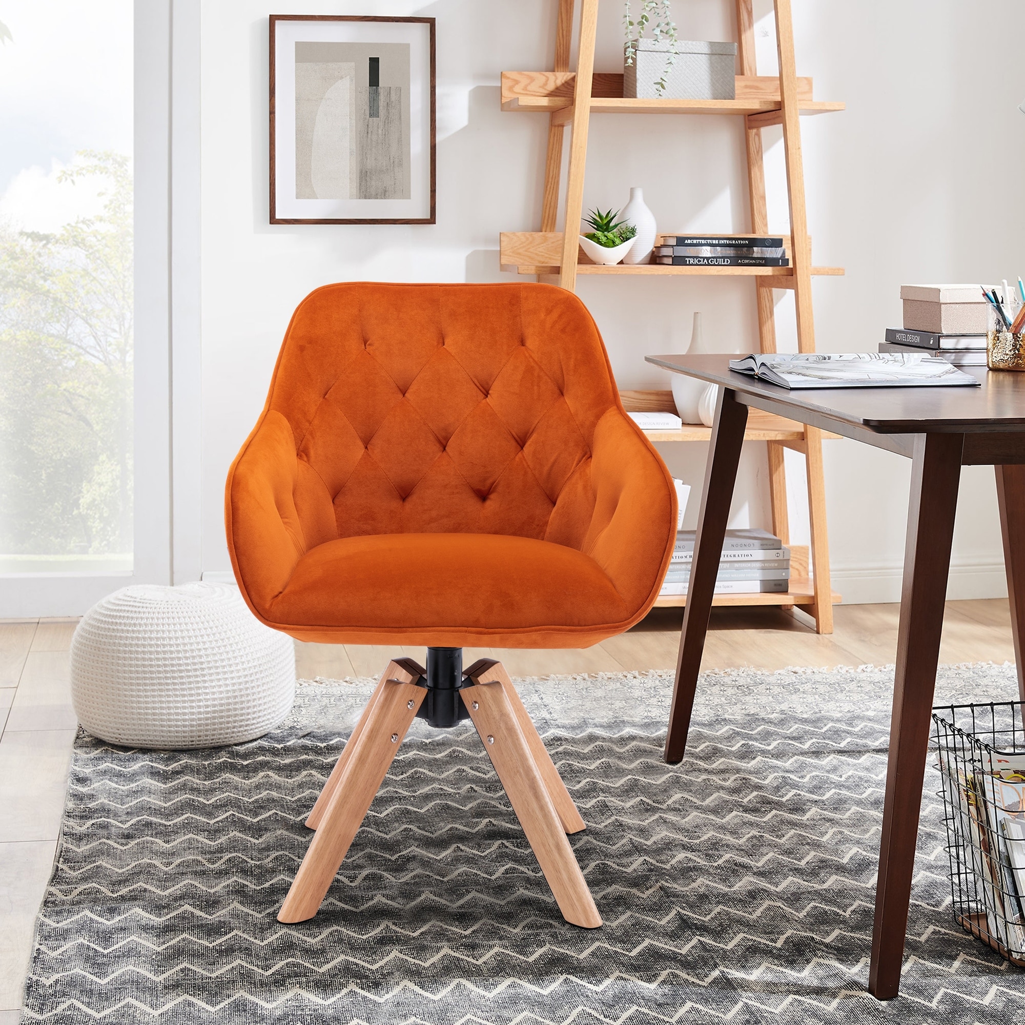 Tufted desk sales chair without wheels