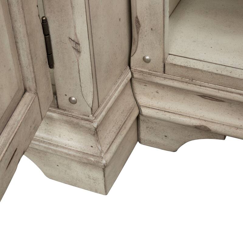 Morgan Creek Antique White Entertainment Center with Piers