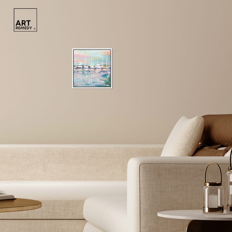 Art Remedy Coastal Dock Framed Sailing 1 Piece Canvas Wall Art