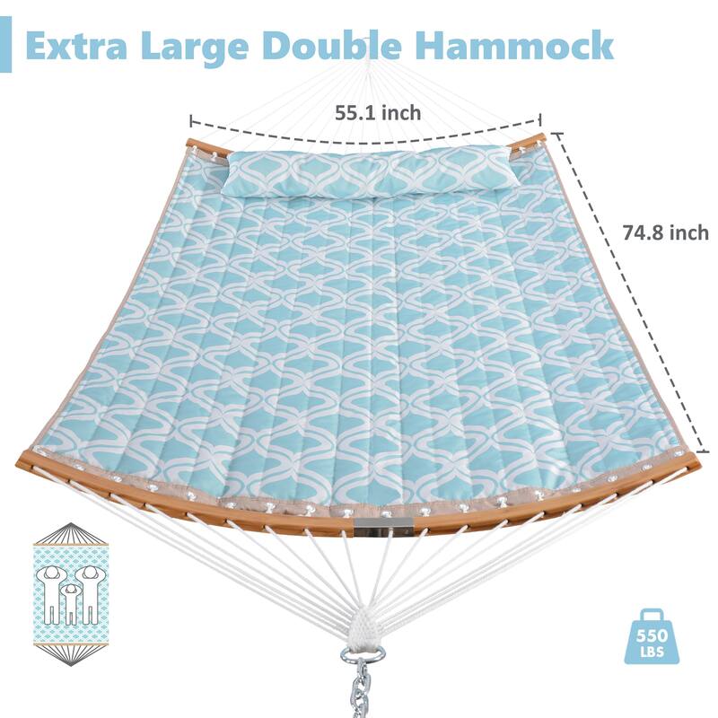 Outdoor 55 Inch 2 Person Hammock with Stand and Pillow by Suncreat