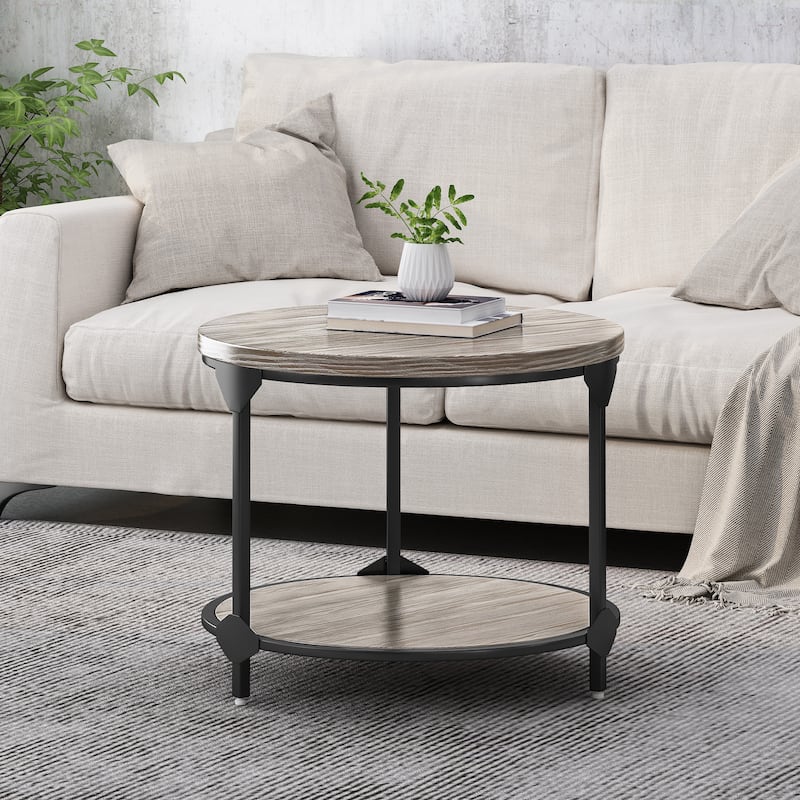 Cedarhurst Modern Industrial Round Coffee Table by Christopher Knight Home - Gray+Black - MDF