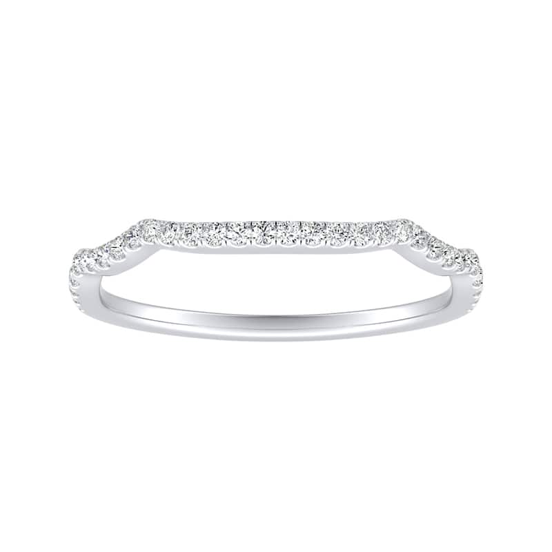 Auriya 1/8ctw Contoured Diamond Wedding Band 14k Gold - White - 5