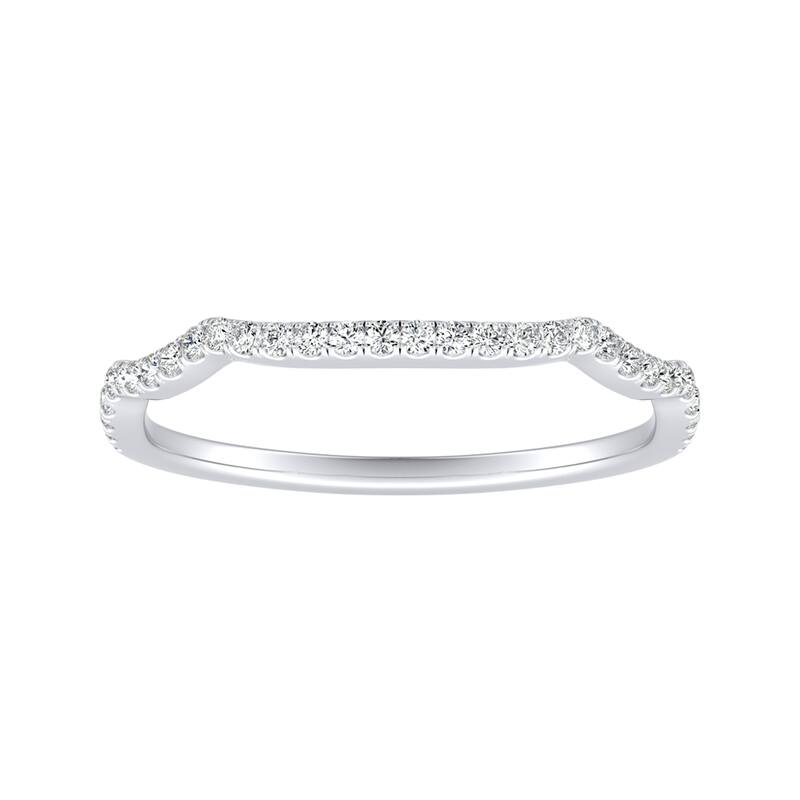 Auriya 1/8ctw Contoured Diamond Wedding Band 18k Gold - White - 4