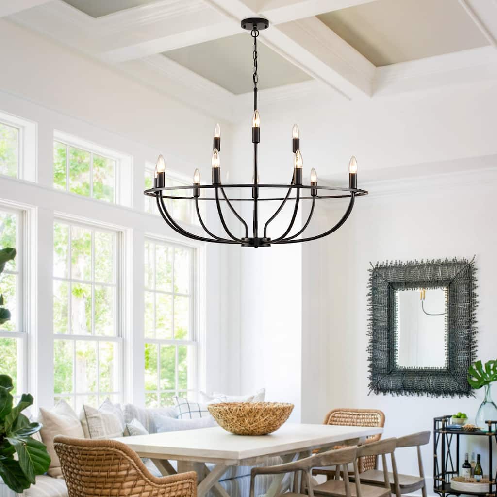 12-Lights ​Curved Arms Wagon Wheel Chandeliers