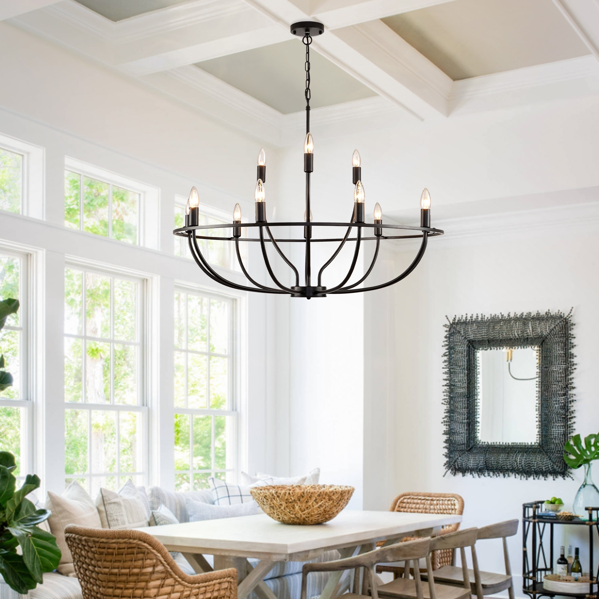 12-Lights ​Curved Arms Wagon Wheel Chandeliers