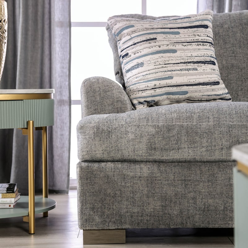 Nort Transitional Fabric Padded Flared Arms Loveseat by Furniture of America