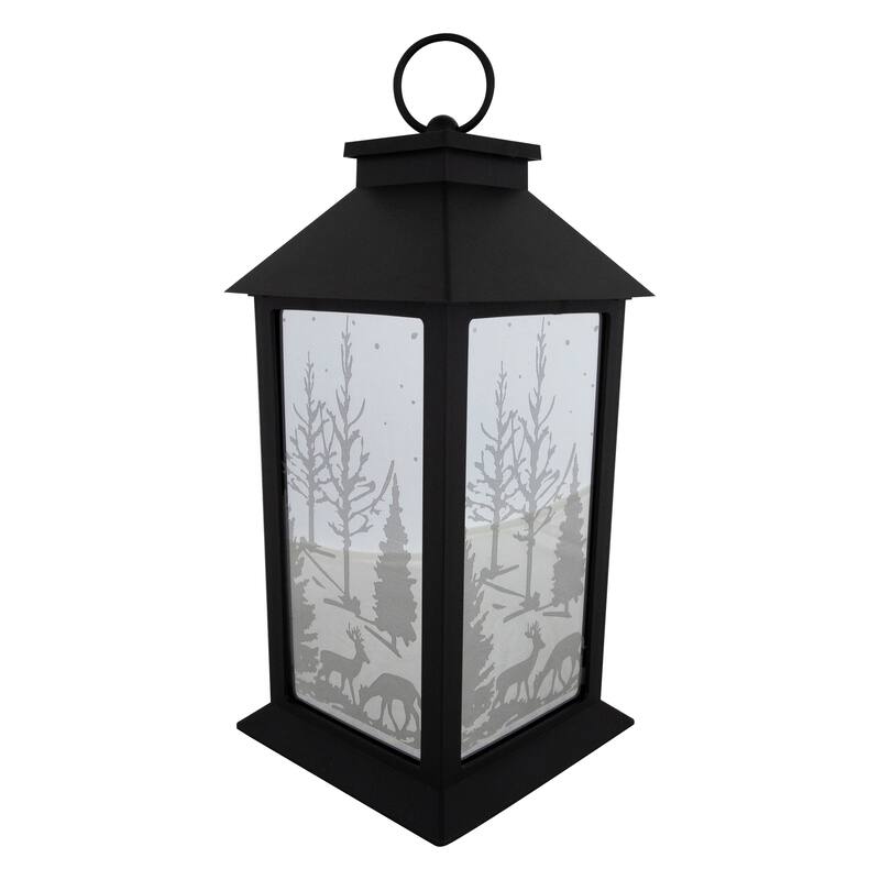 LED Lighted Deer and Winter Trees Christmas Lantern - 11"