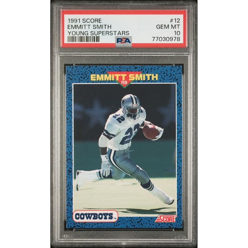 Emmitt Smith 1991 Score Young Superstars Football Card #12 Graded PSA 10 - 8'6" x 11'6"