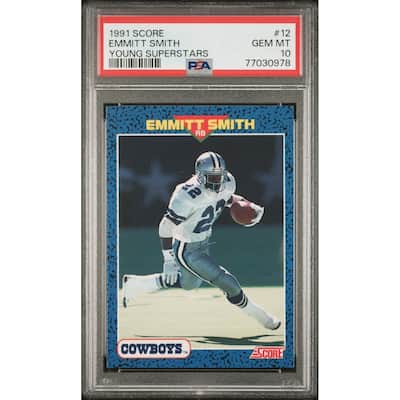 Emmitt Smith 1991 Score Young Superstars Football Card #12 Graded PSA 10 - 8'6" x 11'6"