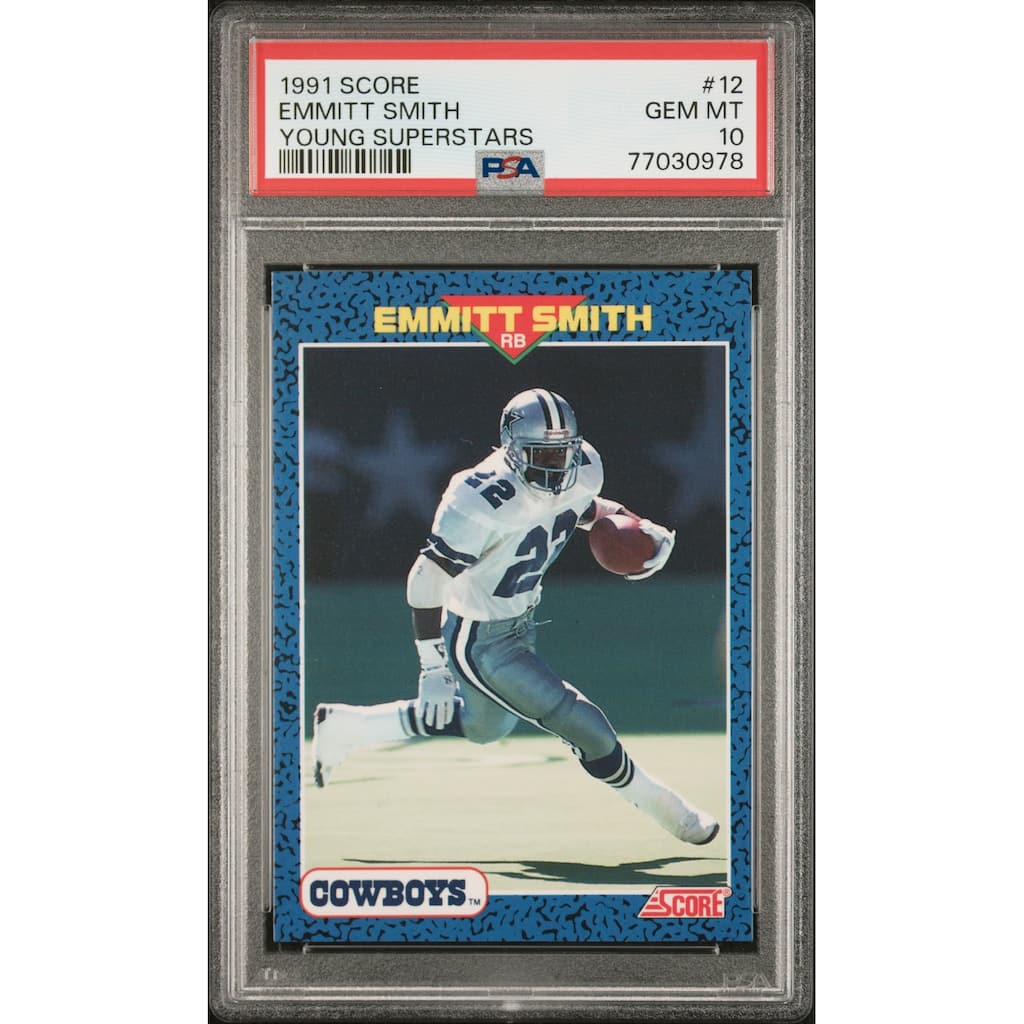 Emmitt Smith 1991 Score Young Superstars Football Card #12 Graded PSA 10 - 8'6" x 11'6"