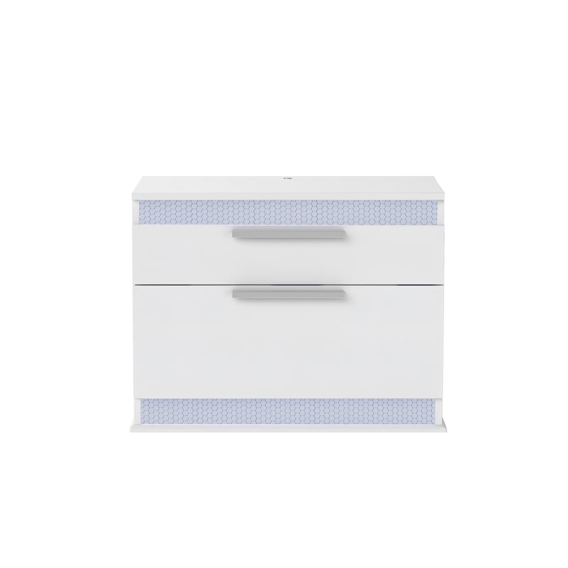 Somette Modern Gloss White 2-Drawer Night Stand