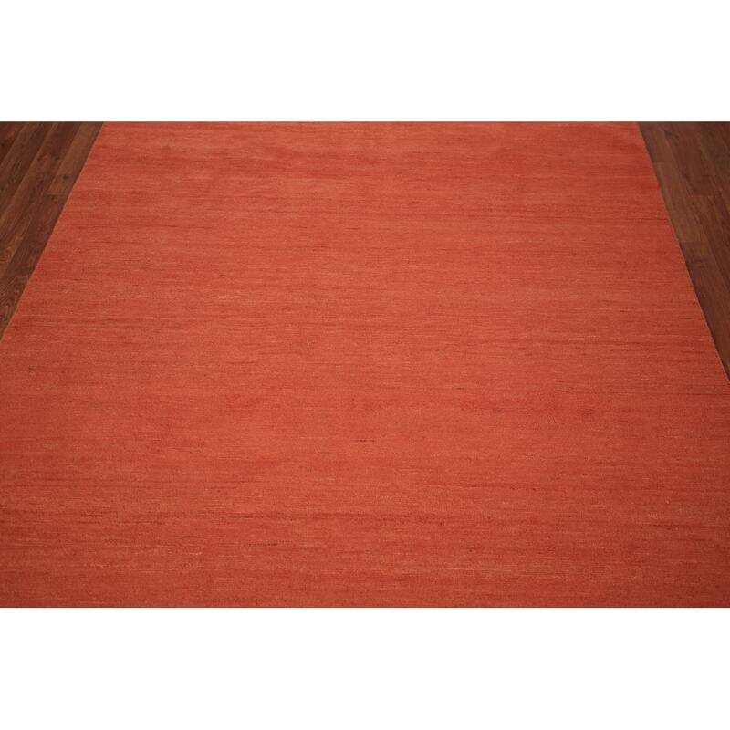 Gabbeh Modern Area Rug Hand-Knotted Orange Wool Carpet - 5'5" x 8'0"