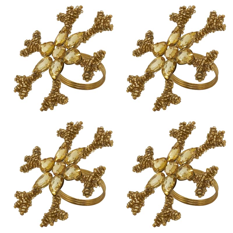 Beaded Napkin Rings With Snowflake Design (Set of 4)