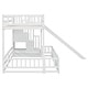 preview thumbnail 17 of 18, Twin Over Full Size Floor Bunk Bed with Slide and Safety Guardrails, Wooden Bunk Bedframe with Storage Staircase and Fence