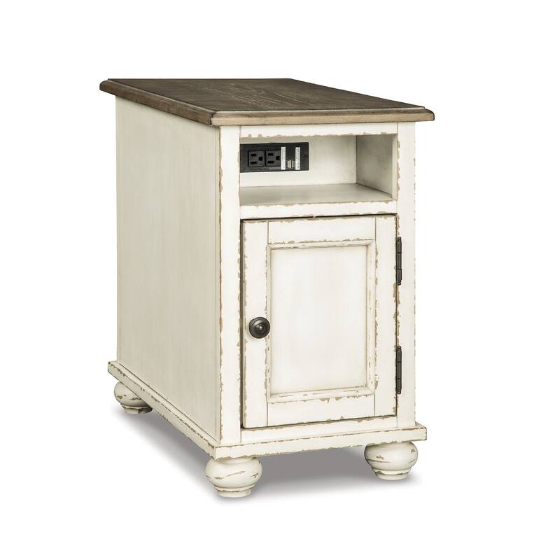 Realyn White/Brown Traditional Chair Side End Table