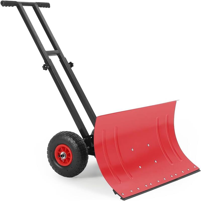 29x16.53 In Heavy Duty Rolling Snow Shovel With Wheels Double Armrests - 29x16.53 In - Red
