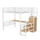 preview thumbnail 14 of 12, Full Size Metal Loft Bed with Desk,Storage Staircase and Wardrobe,Modern Style