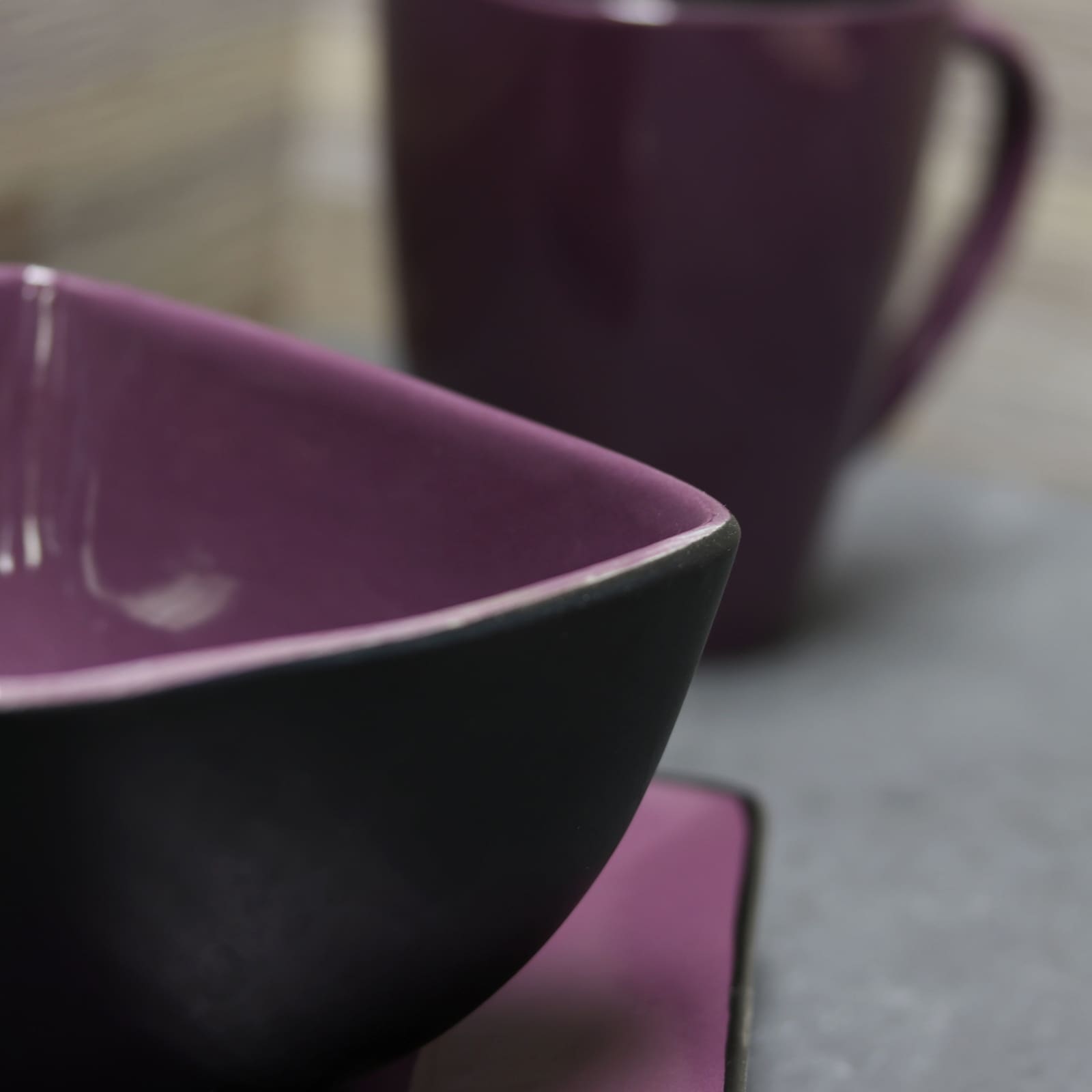 Deep Grape Purple Squared Dinnerware Set 16 Pieces On Sale Bed Bath Beyond 37423753