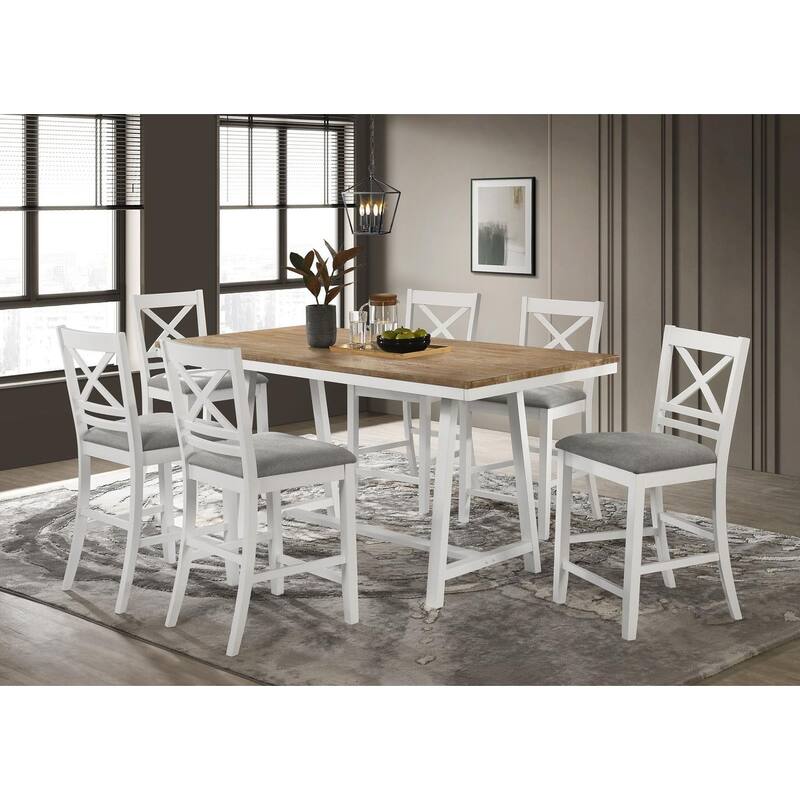 Prager Brown and White Rectangular Counter Height Dining Table