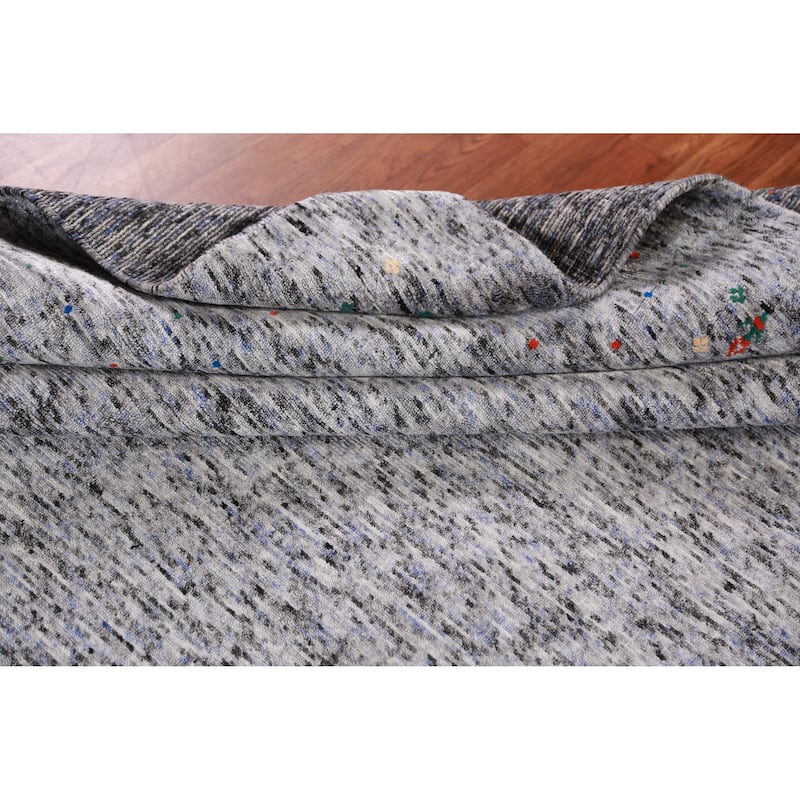 Gabbeh Indian Area Rug Hand-Knotted Oriental Silk Carpet - 7'9" x 9'11"