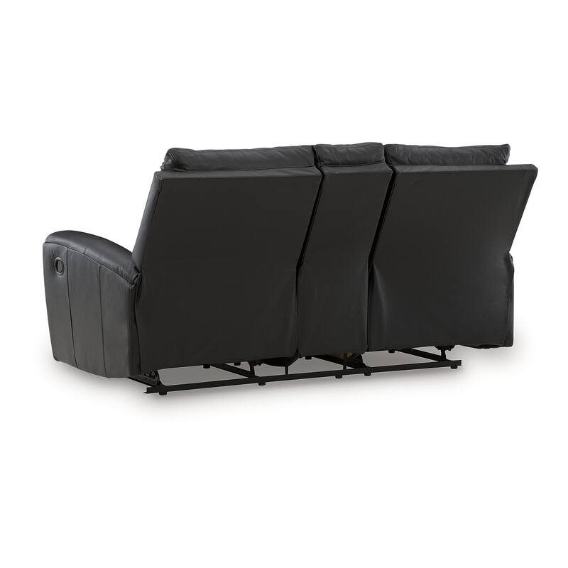 Signature Design by Ashley Glassmere Black Reclining Loveseat with Console - 74" W x 40" D x 40" H