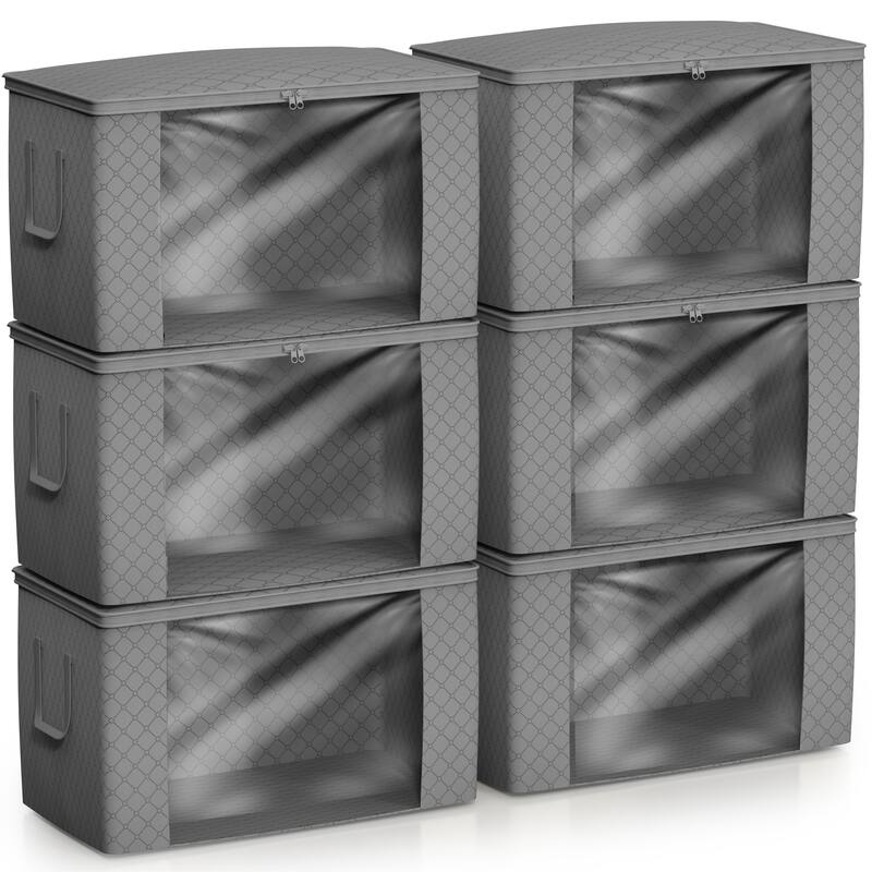 Sorbus Foldable Storage Bag Organizers, Large Clear Window & Carry Handles, Great for Clothes, Blankets, and More