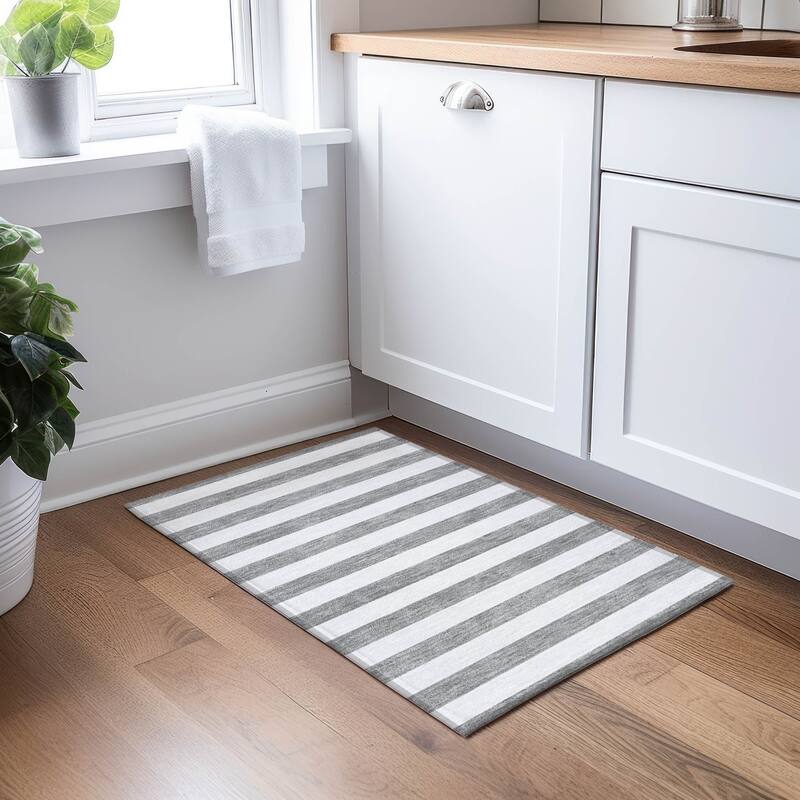Fafi Stripe Weather Resistant Blended Style Outdoor Rug