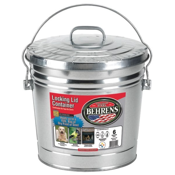 Behrens 6106 Galvanized Steel Locking Lid Can, 6 Gallon