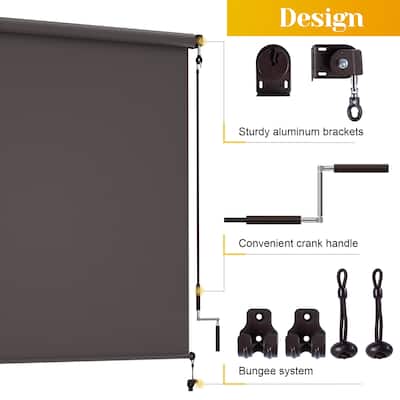 10' x 8' Outdoor Roller Shades with Pull Rod Operation
