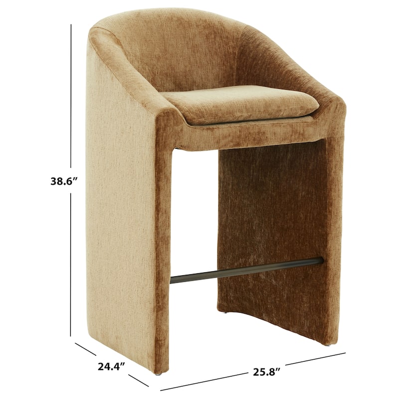 SAFAVIEH Couture Kagan Chenille 31-inch Barstool - 26"W x 24"D x 39"H