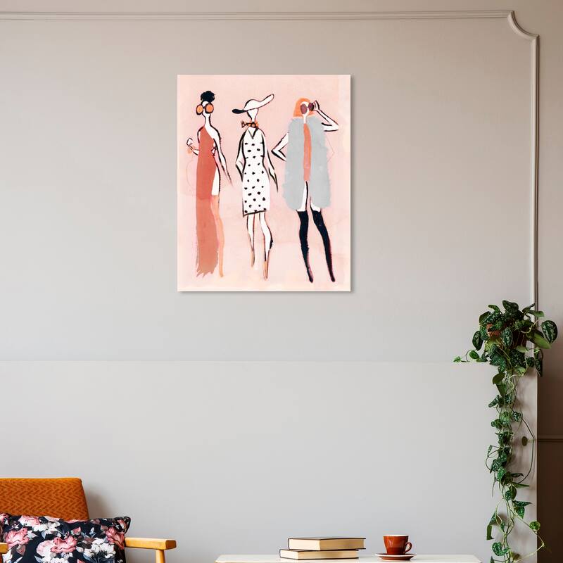Wynwood Studio Fashion and Glam Thigh High Girls Pink and Pastel Pink Glam Wall Art Canvas Print - 30 x 20