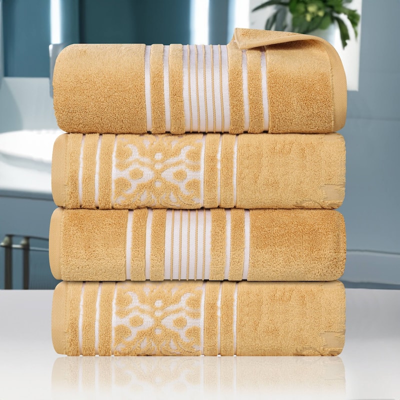 Superior Sadie Zero Twist Cotton Solid and Floral Bath Towel Set of 4