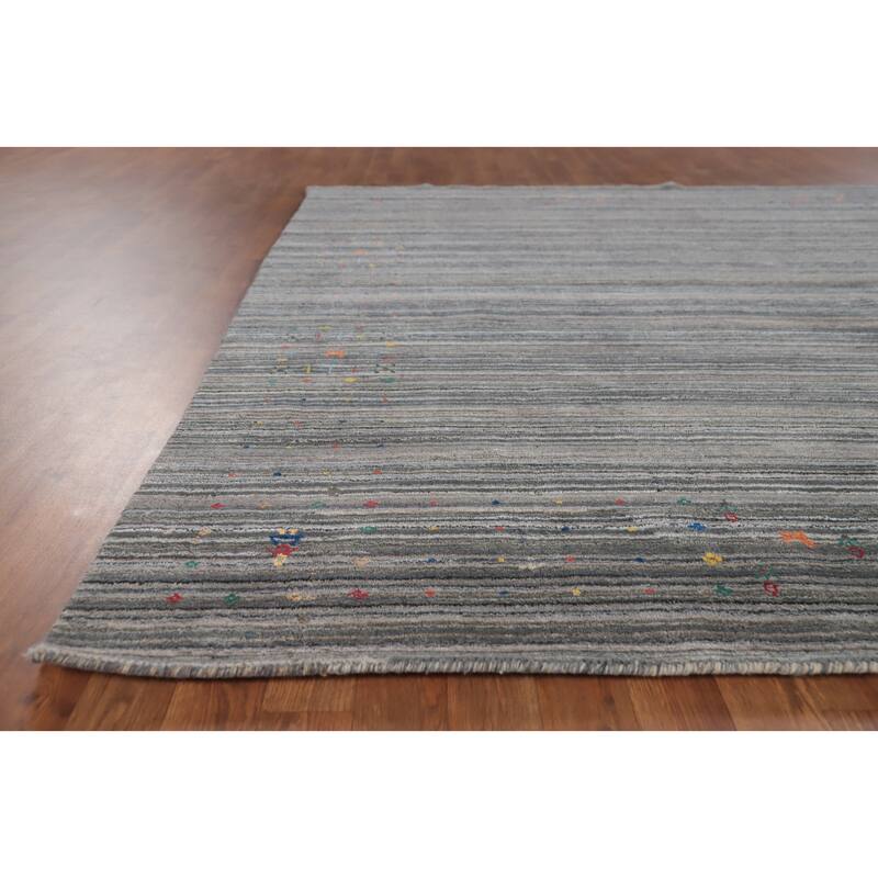Hand Knotted Oriental 100% Wool Carpet Tribal Tribal Greys & Charcoal Gabbeh Area Rug - 8' 1'' X 8' 0''