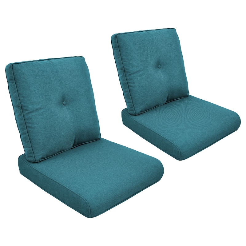 2 Pair Patio Soft Cushions for Outside - Peacock Blue - with buckle style