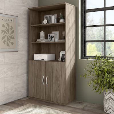 Hybrid Tall 5 Shelf Bookcase with Doors by Bush Business Furniture