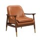 preview thumbnail 3 of 7, Mid-Century Faux Leather Accent Chair with Cushioned Seat