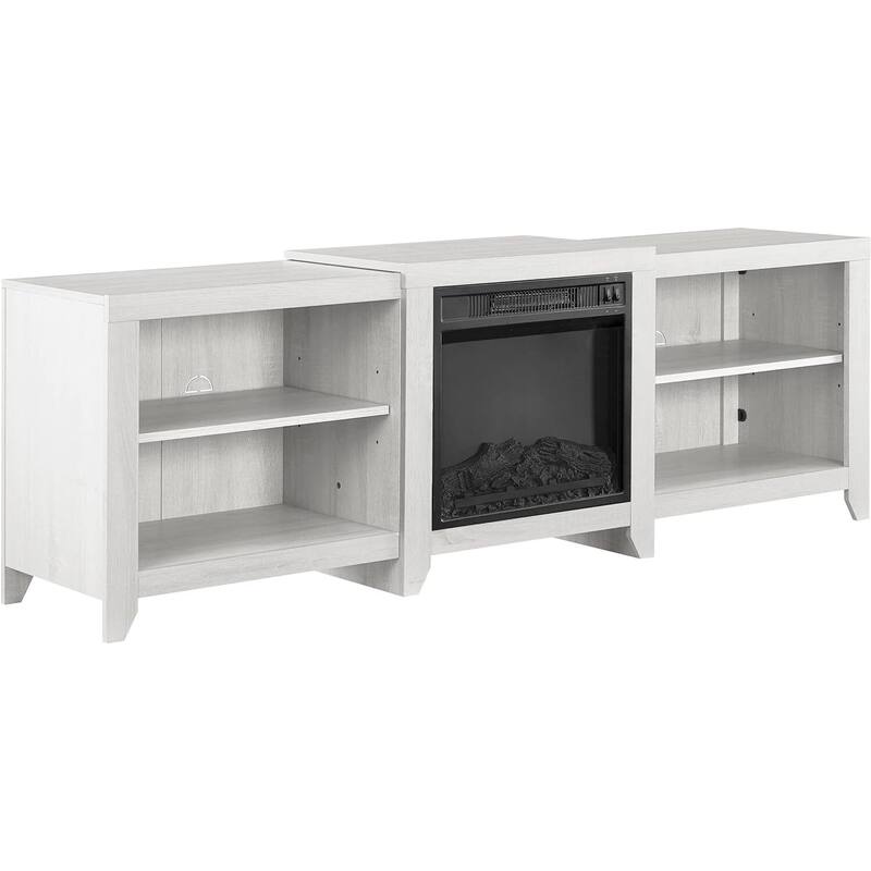 69 in. Freestanding Wood Smart Electric Fireplace TV Stand in White with smart temperature control