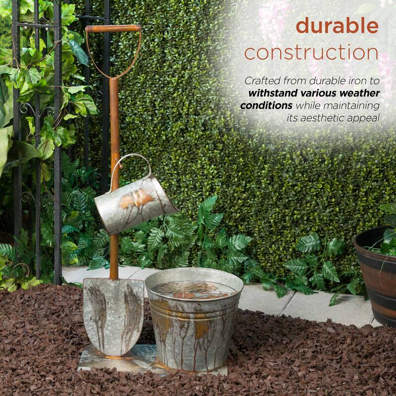 Gray Galvanized Shovel Pitcher Bucket Fountain