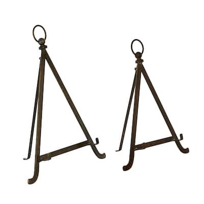 Metal Tabletop Display Easel with Foldable Stand - Set of 2 Bronze - Roche River Decor - 8"W x 9"L x 15"H