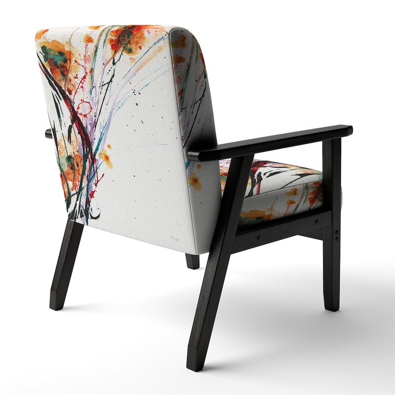 Designart "Abstract Orange Flowers" Upholstered Traditional Accent Chair - Arm Chair