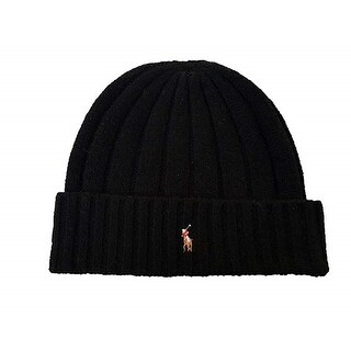 Shop Polo Ralph Lauren Unisex Lambswool Skullie Cap Black Beanie