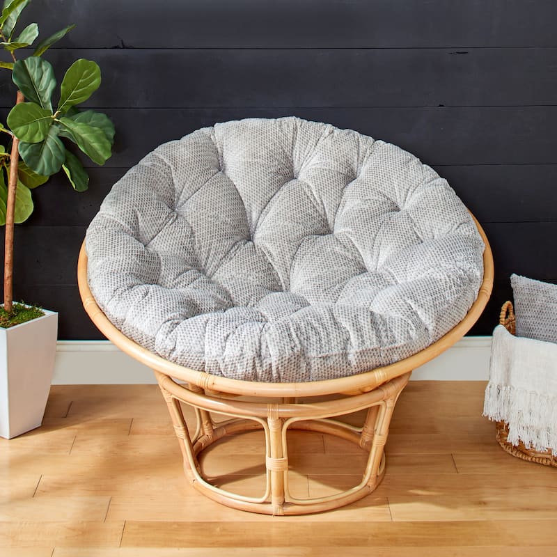Sorra Home Velvet Shimmer Indoor Textured Papasan Cushion (Cushion Only) - 44 in x 44 in x 4 in - Sutherland Dove