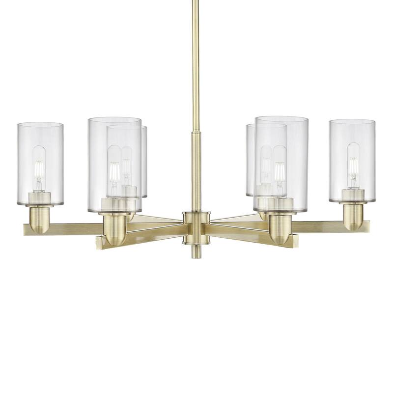 Innovations Lighting 716-6CR-11-34 Clymer Chandelier Clymer 6 Light - Antique Brass / Clear