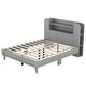 preview thumbnail 4 of 7, Twin/Full Size Platform Bed with Storage Headboard, White/Gray Finish, Durable Particle Board Construction, for teenagers.